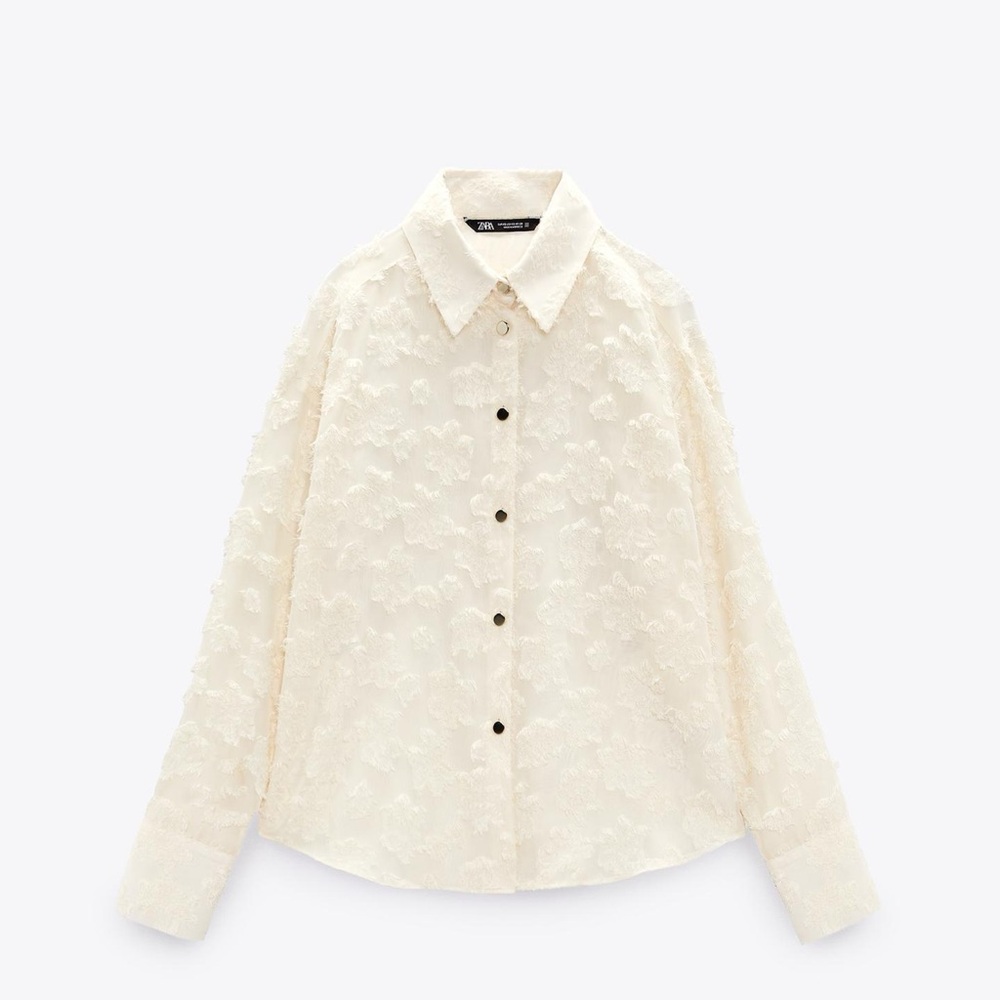 Zara Off-White Textured Blouse
